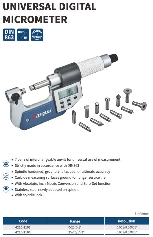 Değiştirebilir Uçlu Mikrometre