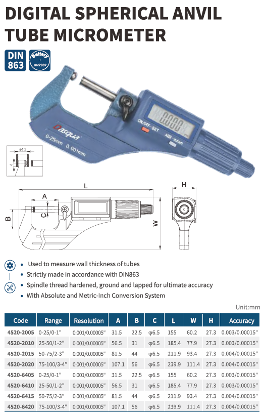 Dijital Boru Et Kalınlığı Mikrometresi