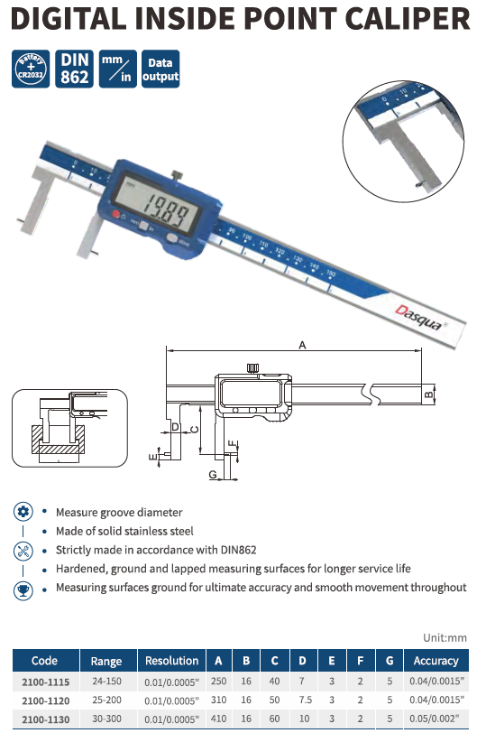 Dijital İç Çap Kanal Kumpası Pimli