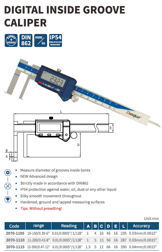 Dijital İç Çap Kanal Kumpası Suya Toza Dirençli