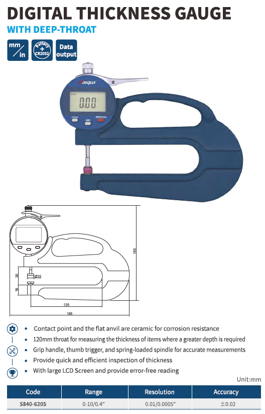Dijital Kalınlık Komparatörü Derin Boğaz
