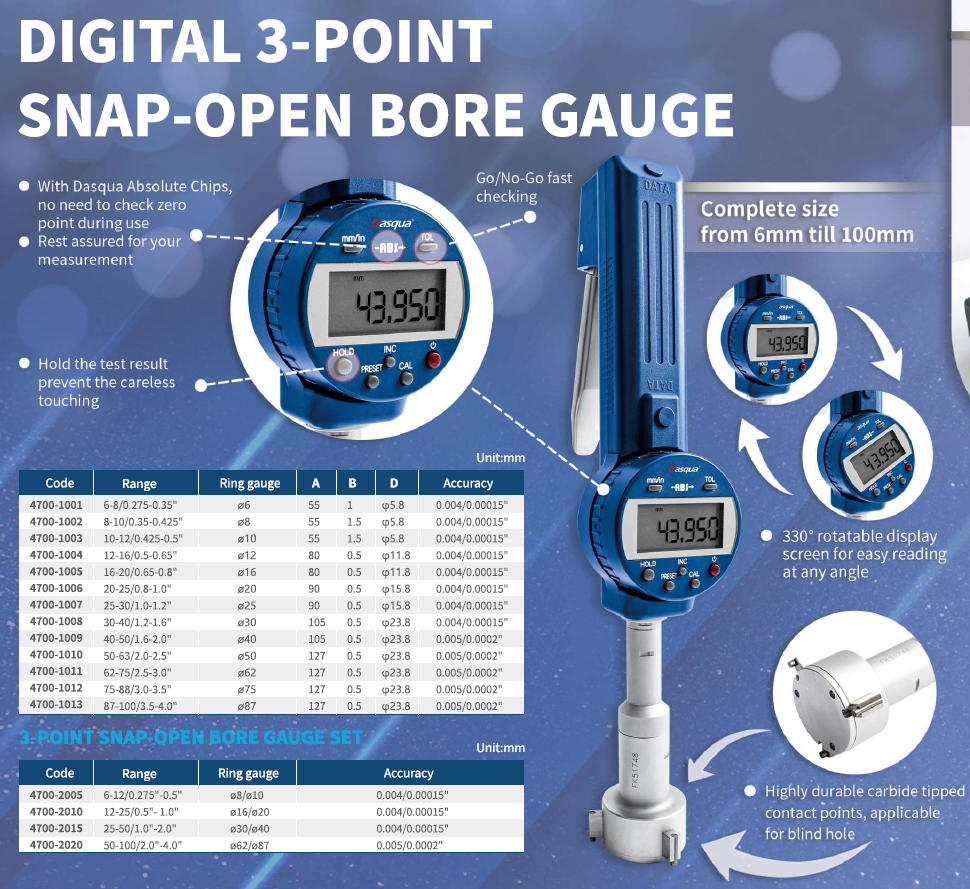 Hızlı Ölçüm Mandallı 3 Ayak Dijital Mikrometre