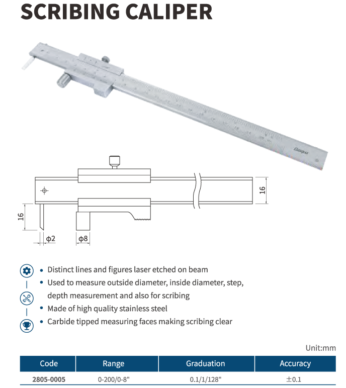 Üniversal İşaretlemeli Verniyerli Kumpas